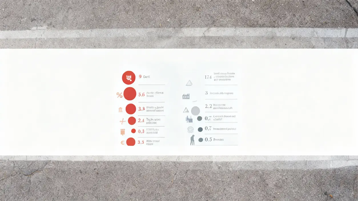 Grafico informativo su dati economici e fiscali su sfondo asfaltato